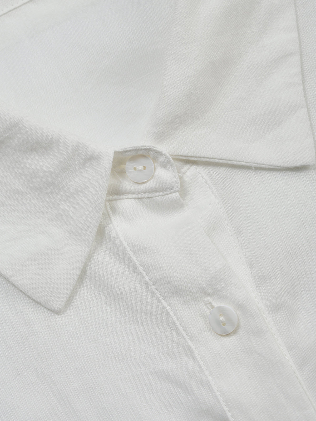 Cinched Waist Casual Linen Shirt
