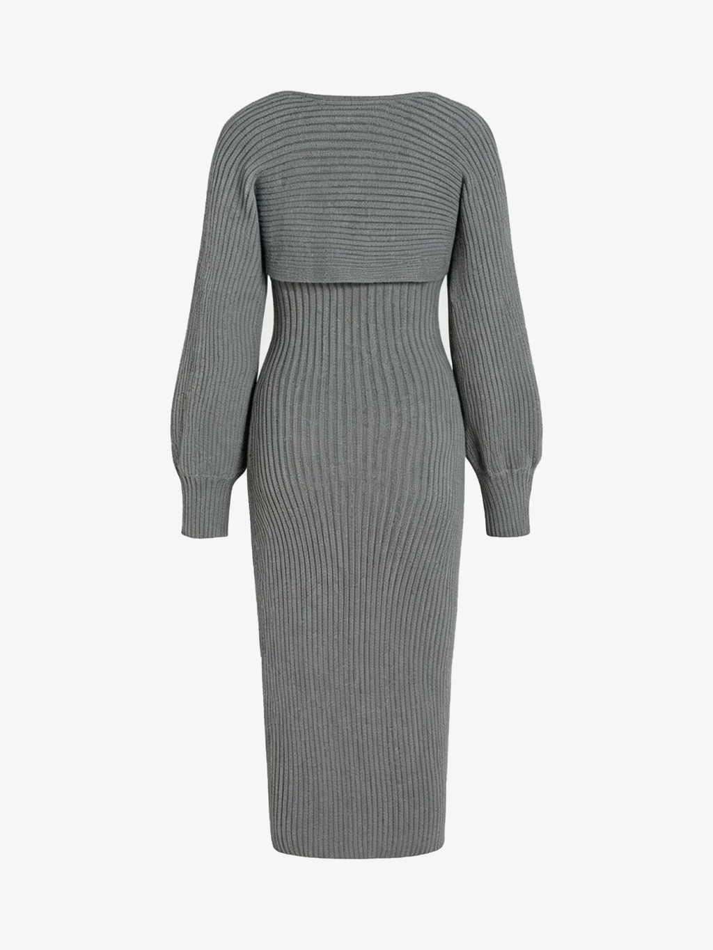Knit Shrug & Slit Cami Dress Two-Piece Set