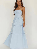 Ruffle Bust Tiered Maxi Dress
