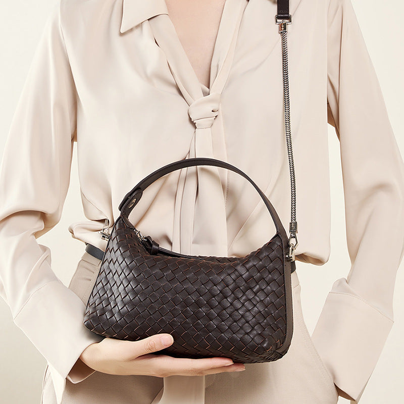 Braided Sheepskin Leather Pillow Bag