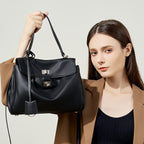 Buckle Smooth Calfskin Leather Tote Bag