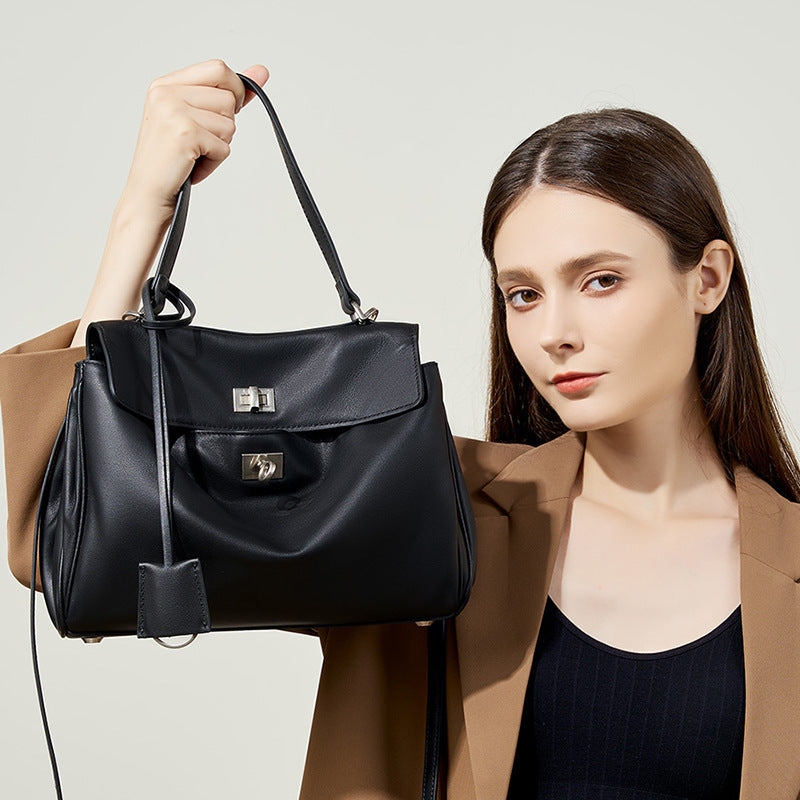 Buckle Smooth Calfskin Leather Tote Bag