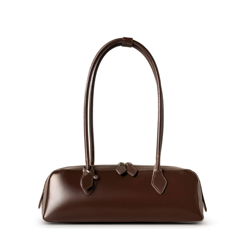 Cowhide Leather Baguette Bag