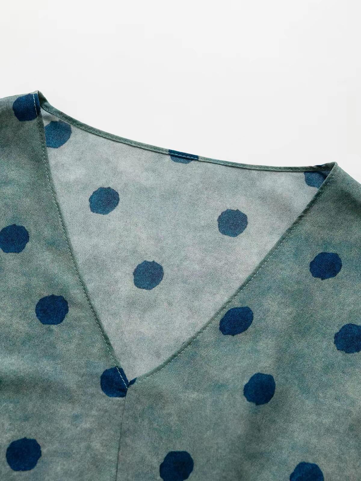 Polka-Dot Tie-Waist Wrap Maxi Dress