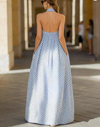 Robe longue rayée à licou