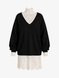 Elegant Lace Patchwork Knit Dress