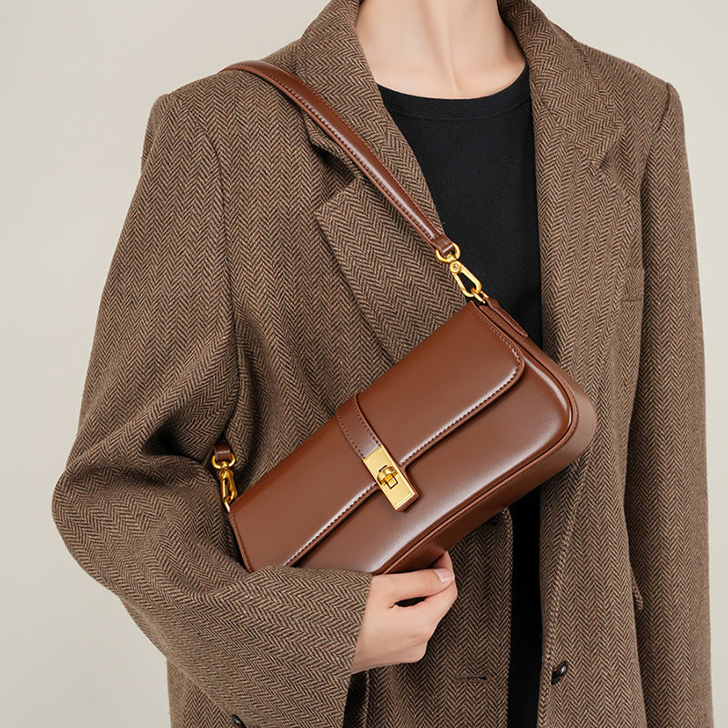 Leather Baguette Shoulder Bag