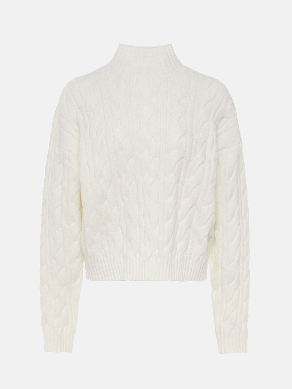 Mock-Neck Cable-Knit Sweater