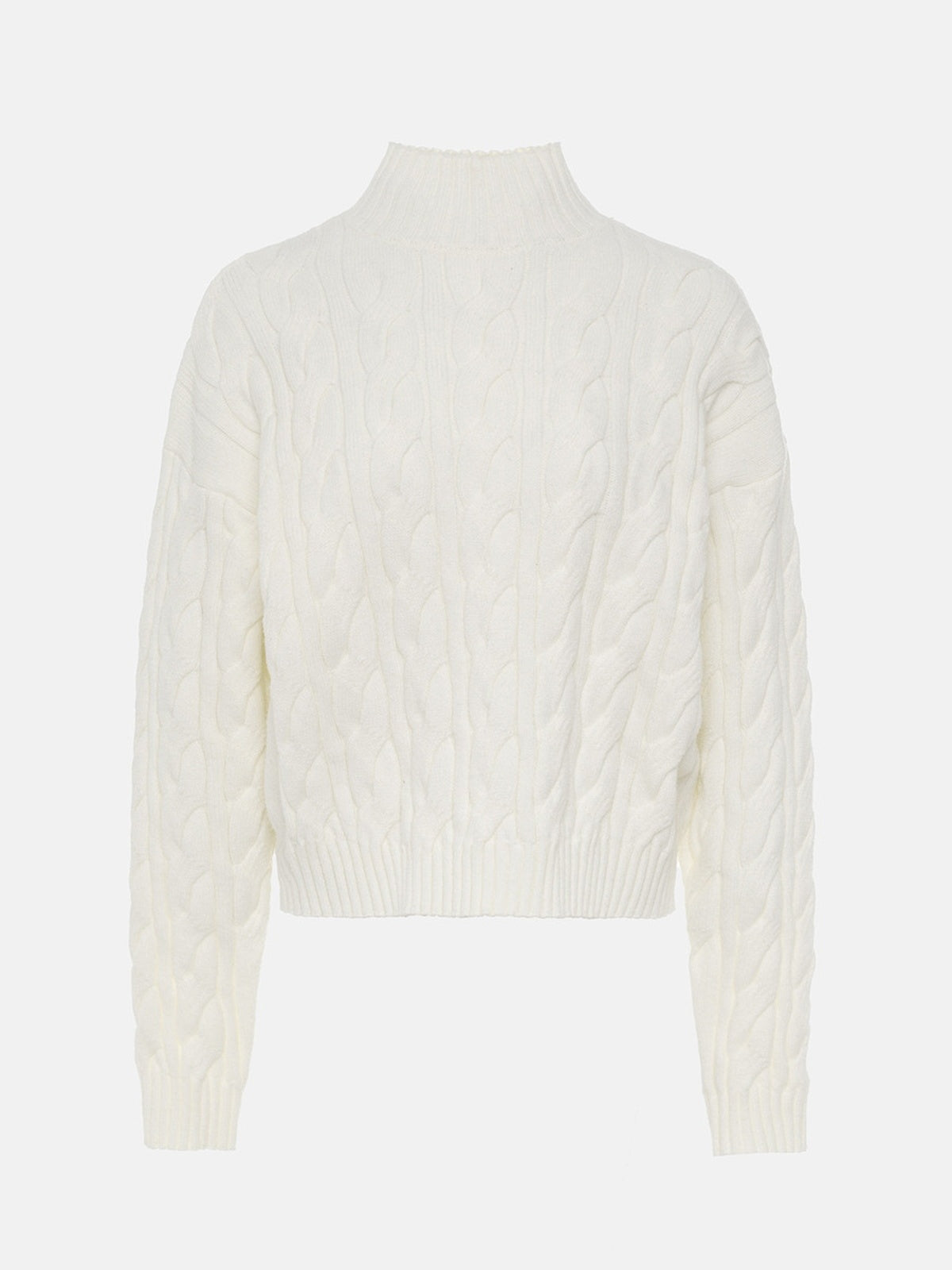 Mock-Neck Cable-Knit Sweater