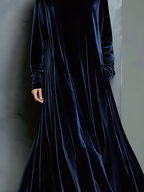 Samt-Rollkragen-Maxikleid für Damen – elegantes, hochgeschlossenes, bodenlanges Kleid mit ausgestelltem Saum