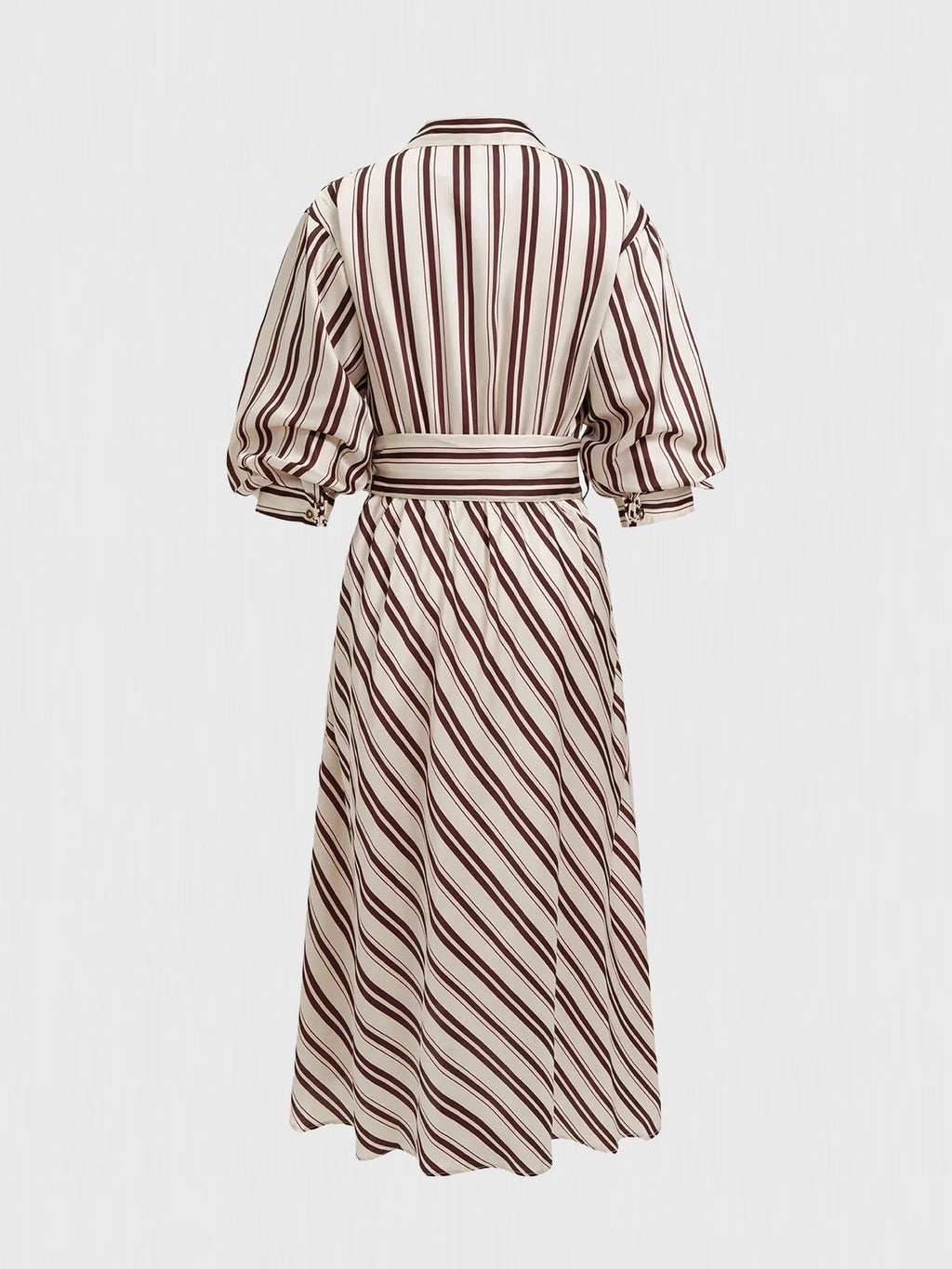 Stripe Belted Midi Shirt Dress