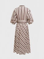 Stripe Belted Midi Shirt Dress
