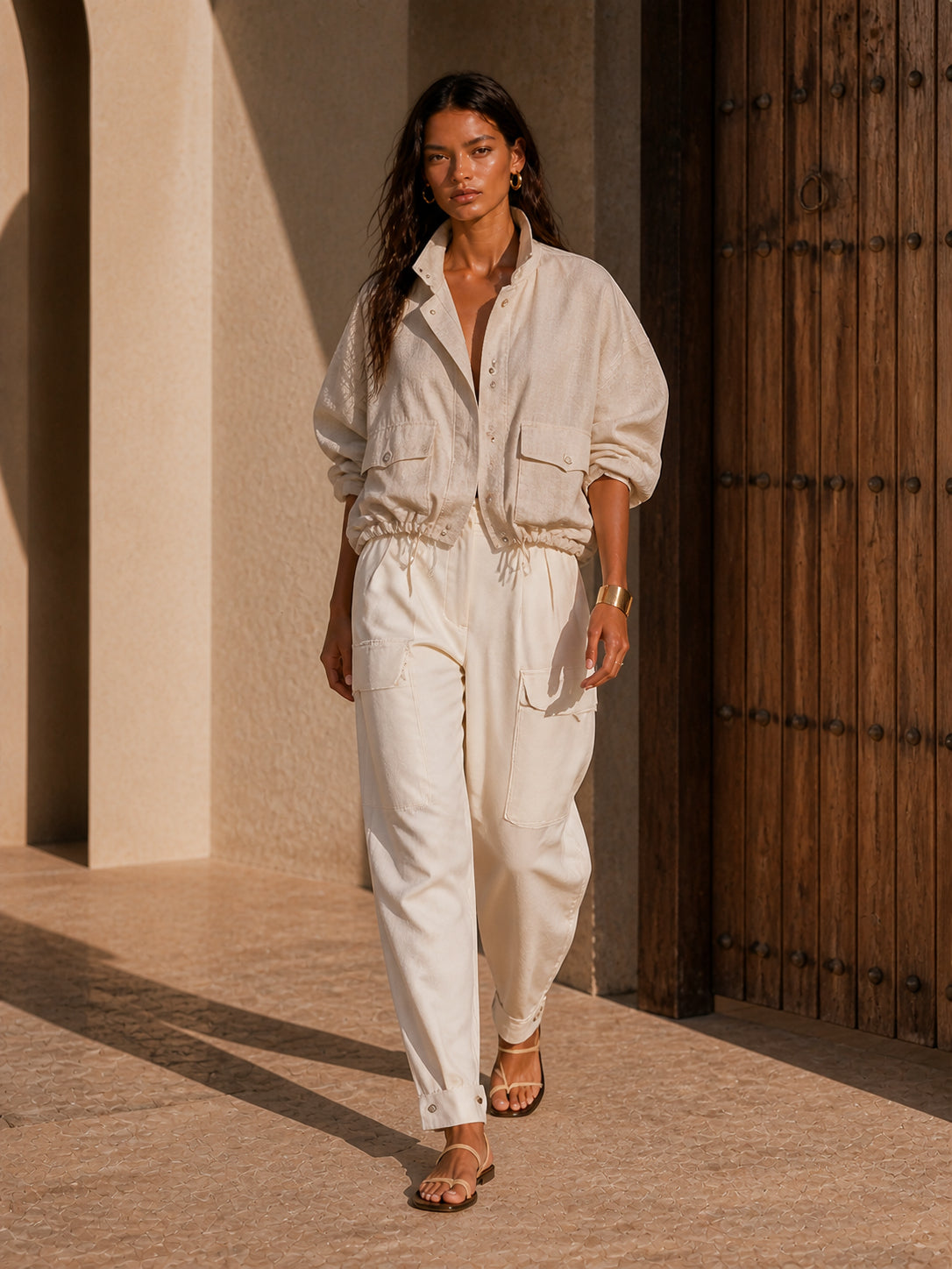 Utility Button-Front Drawstring Set