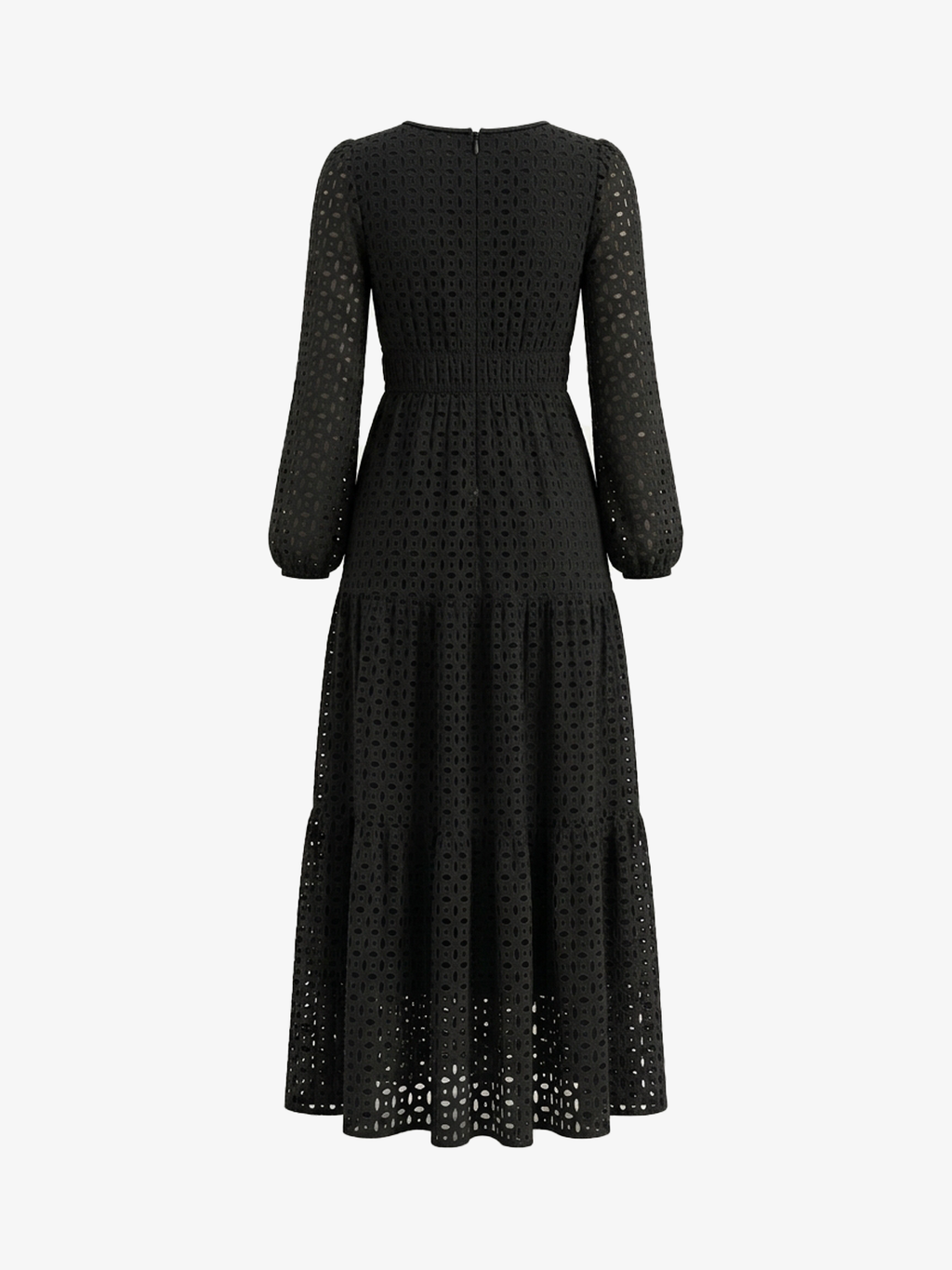 V-Neck Eyelet Waist-Tie Dress