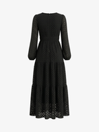 V-Neck Eyelet Waist-Tie Dress