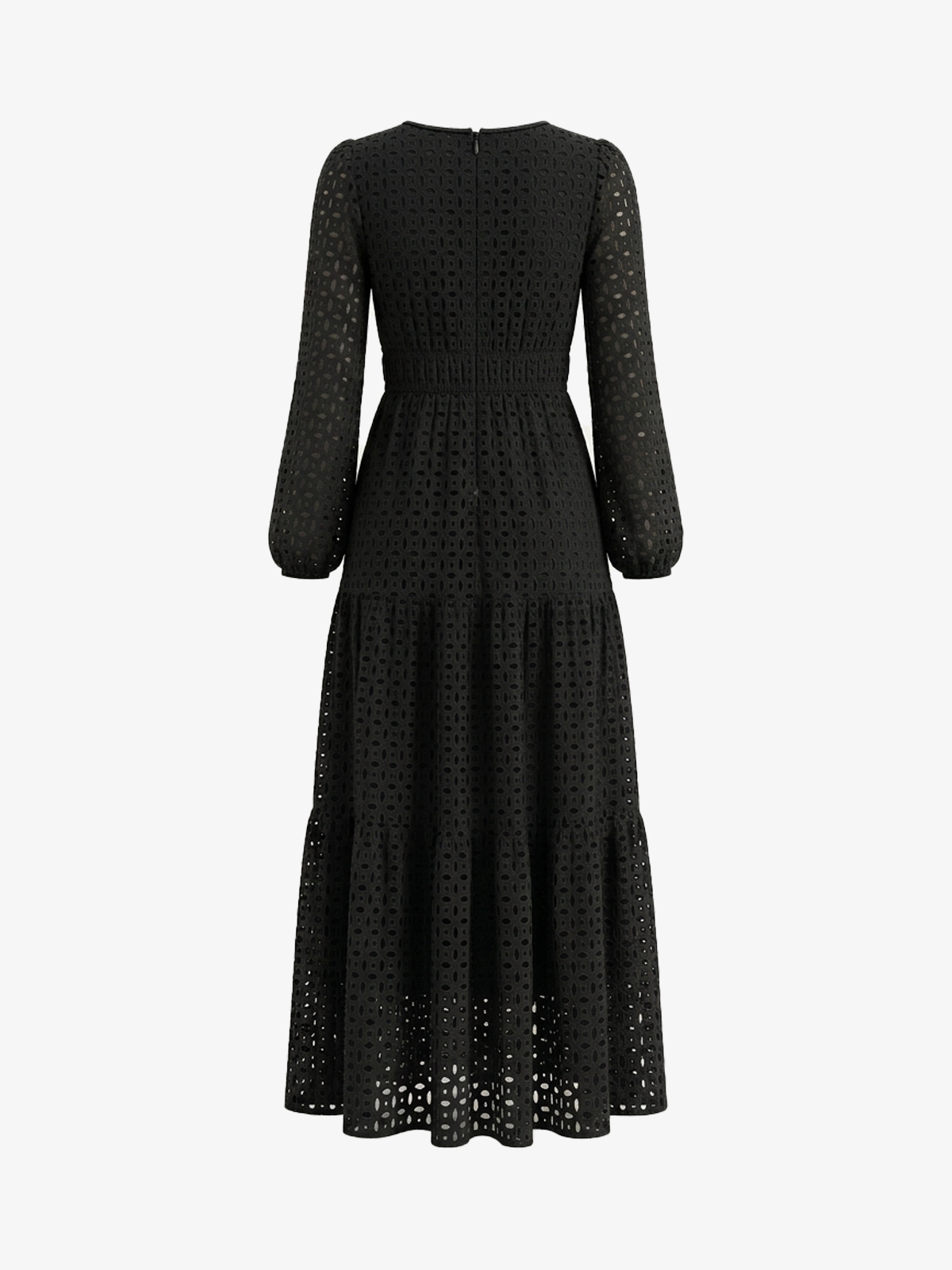 V-Neck Eyelet Waist-Tie Dress