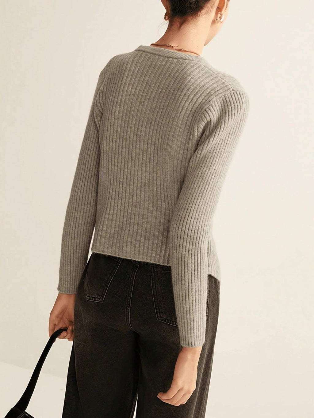 Gold Button Ribbed Cardigan