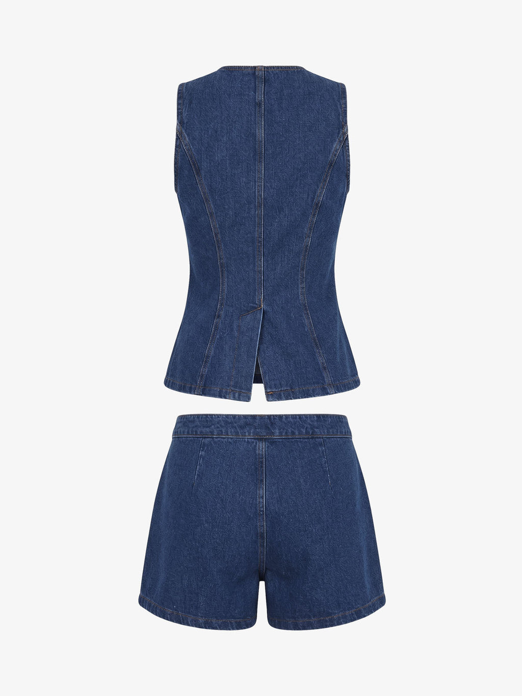Denim Waist Cinch Shorts Set