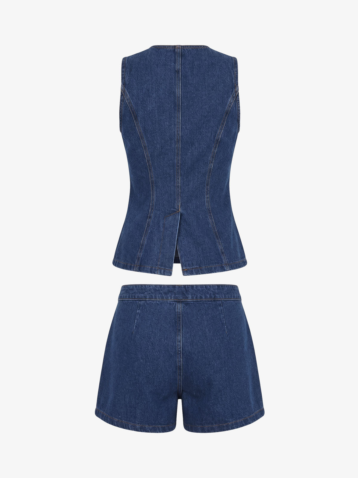 Denim Waist Cinch Shorts Set
