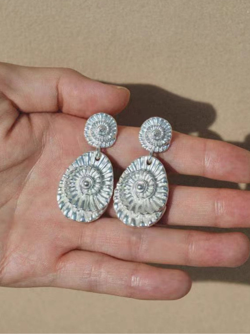 Conch Fossil Texture Earrings