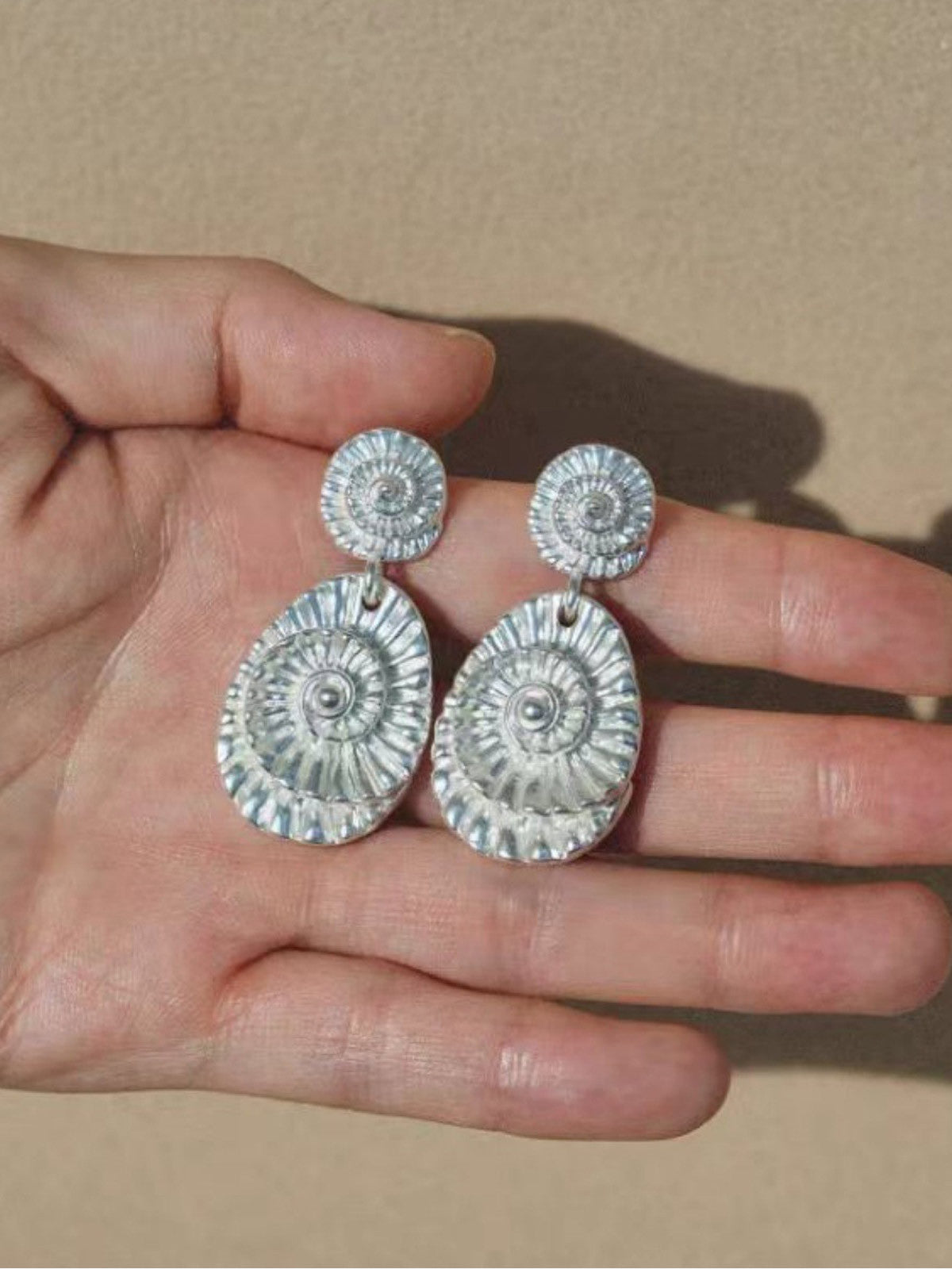 Conch Fossil Texture Earrings