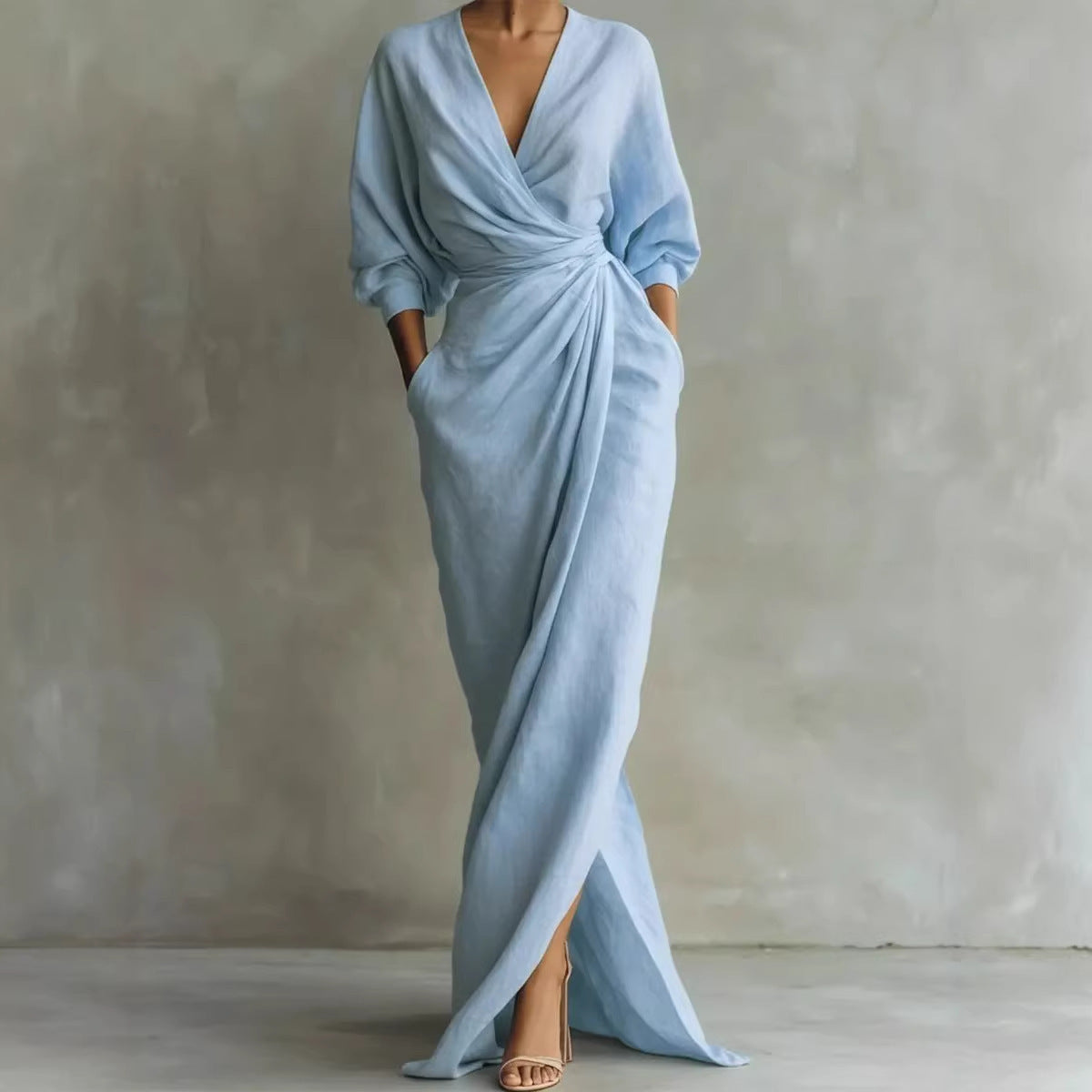 Wrap V-Neck Maxi Dress