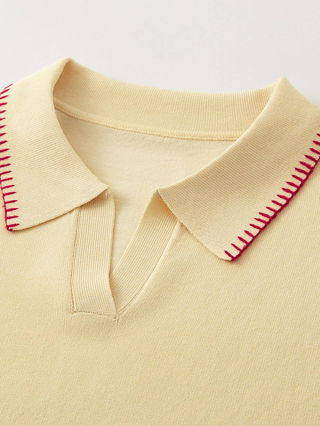 Contrast Stitch Knit Polo Top