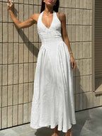 Halter Neck Backless Midi Dress