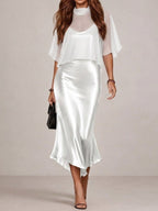 Chic Sheer Chiffon Satin Slip Dress