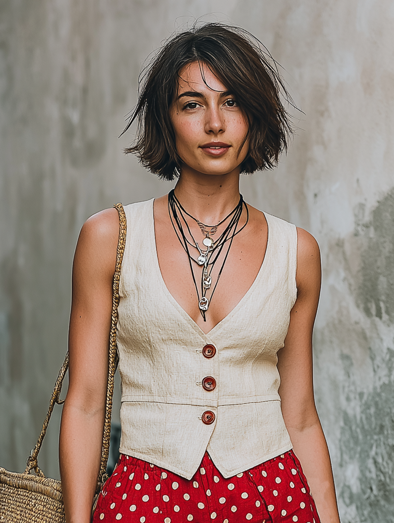 Linen Sleeveless V-Neck Button-Up Vest for Women Summer Boho Chic Top with Deep Plunge Neck and Front Closure