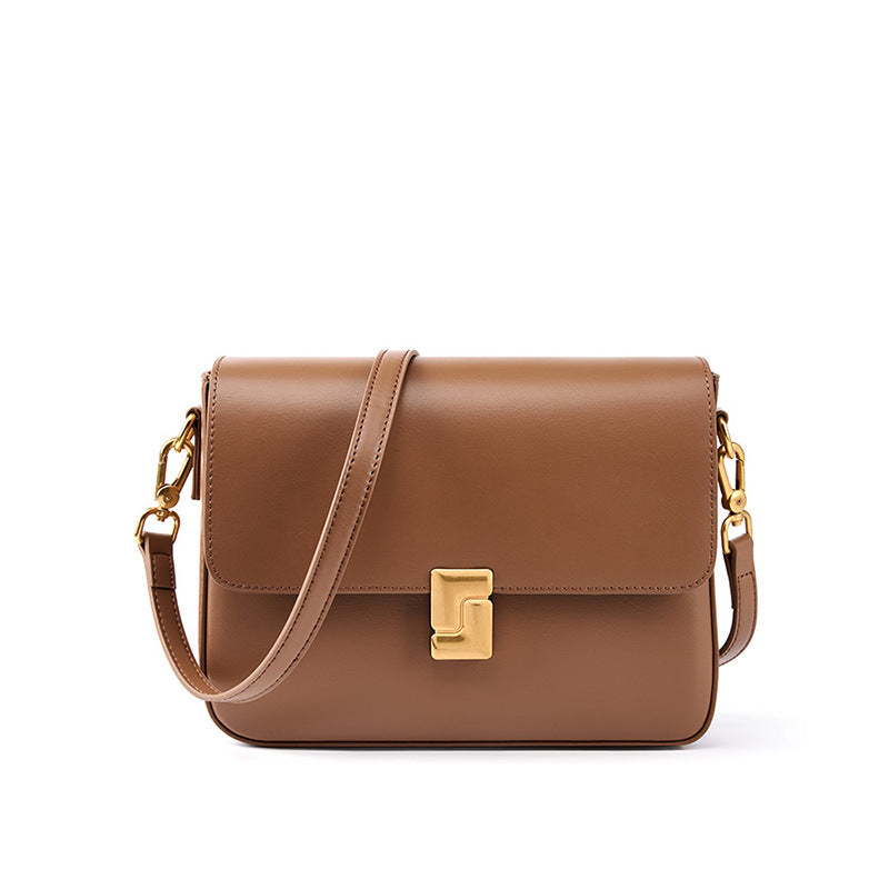 Structured Cowhide Leather Shoulder Bag