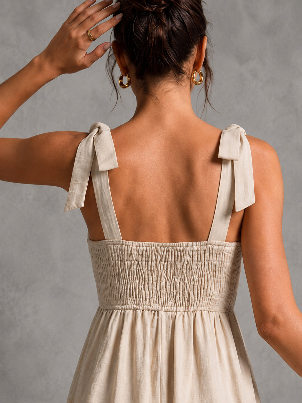 Tie Shoulder Ric Rac Trim Maxi Dress