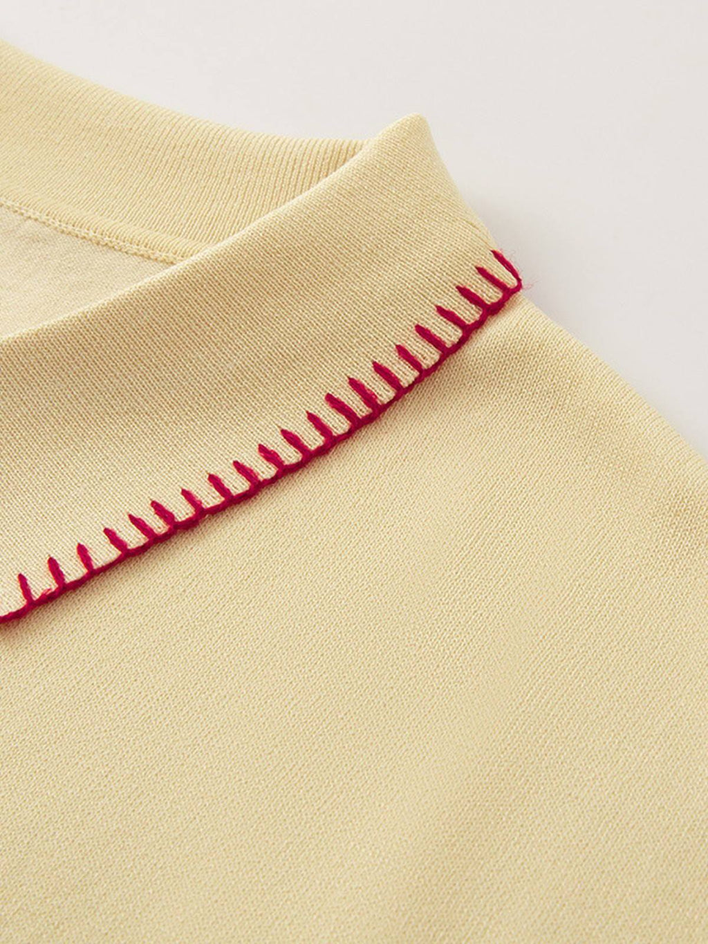 Contrast Stitch Knit Polo Top