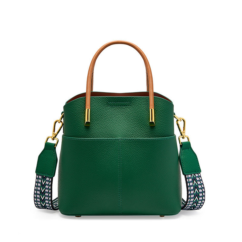 Soft Cowhide Leather Bucket Bag