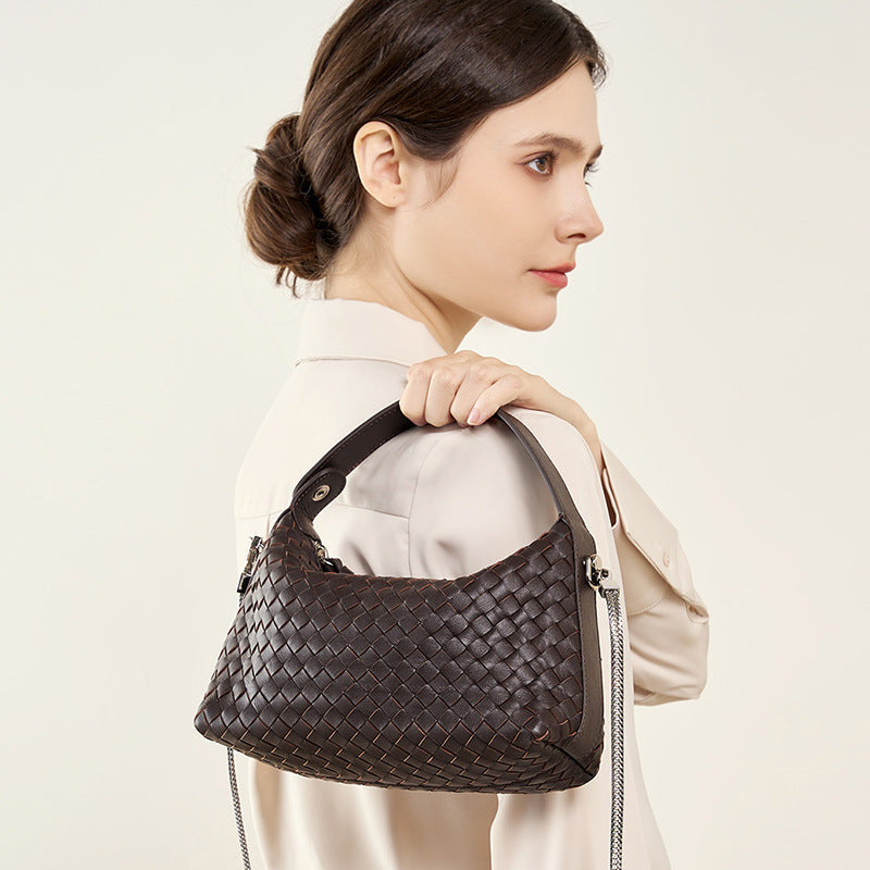 Braided Sheepskin Leather Pillow Bag