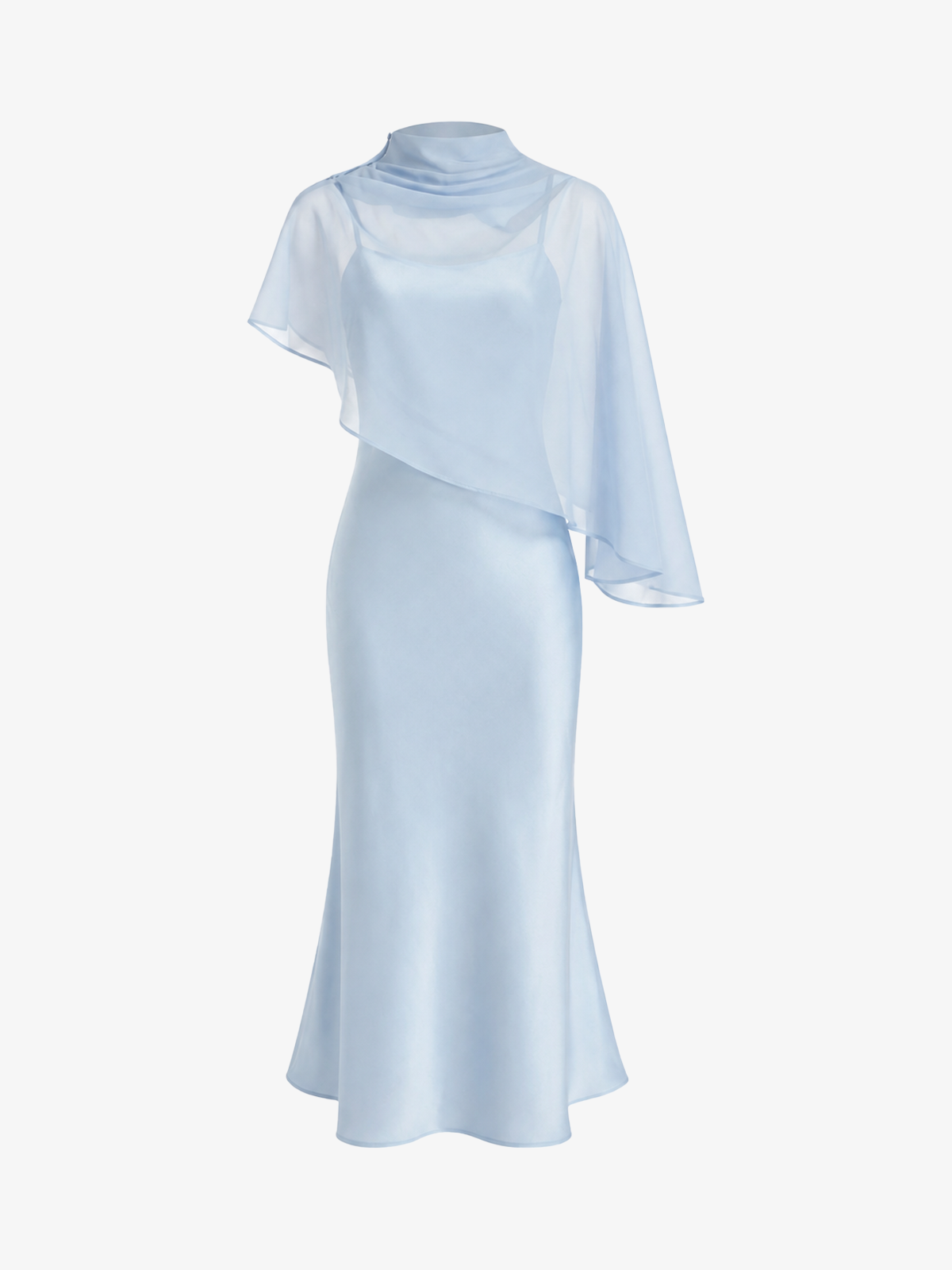 Asymmetric Cape Chiffon Sleeveless Dress Set