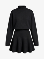 Faux Fur Collar Knit Mini Dress