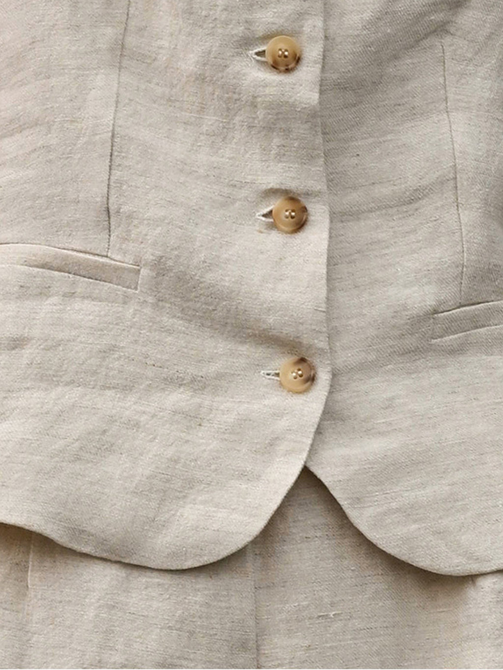 Button-Front Linen Sleeveless Vest