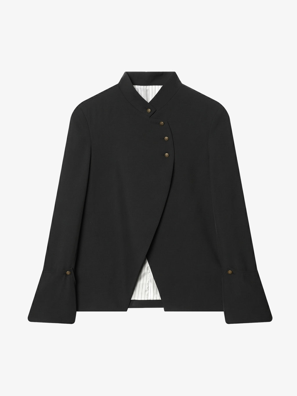 Stand-collar Asymmetric Long-sleeve Jacket