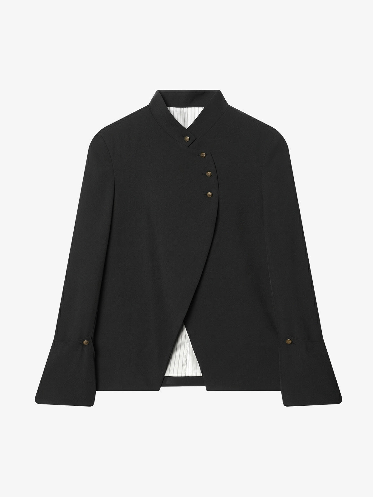 Stand-collar Asymmetric Long-sleeve Jacket