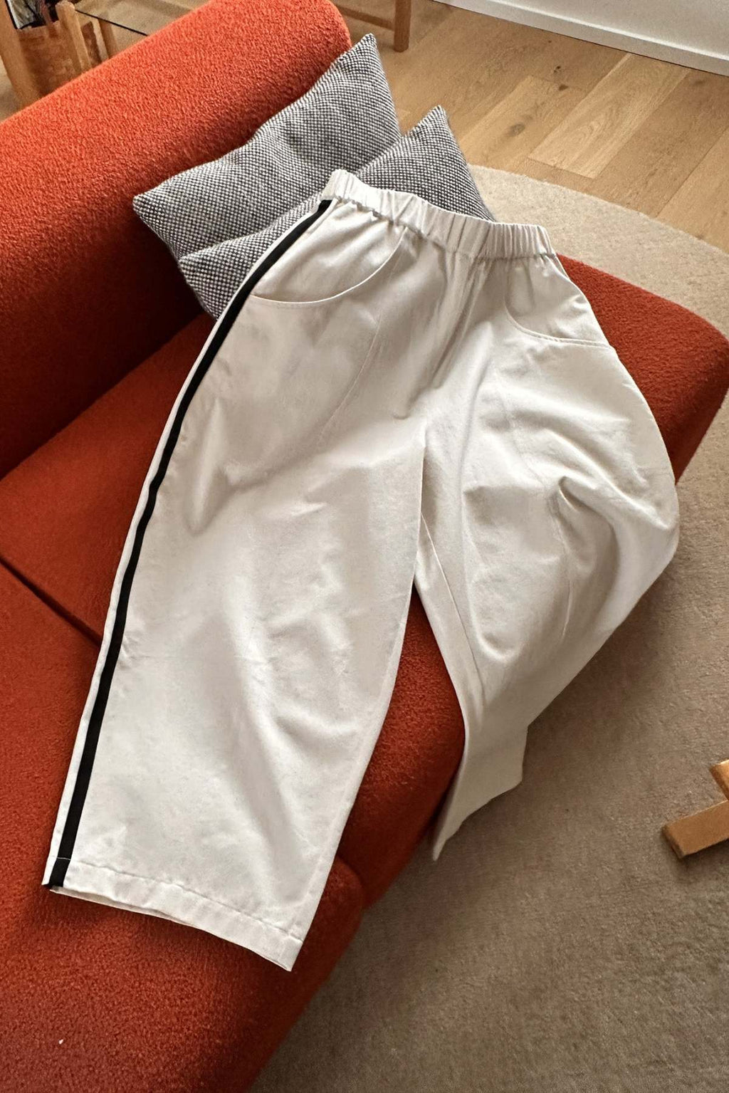 Cotton Blend Track Pants with Side Stripes - Comfortable Wide Leg Joggers for Casual Wear