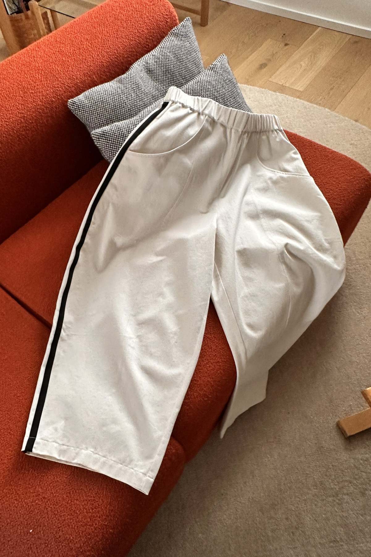 Cotton Blend Track Pants with Side Stripes - Comfortable Wide Leg Joggers for Casual Wear