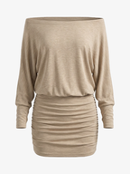 Off-Shoulder Batwing Sleeve Bodycon Dress