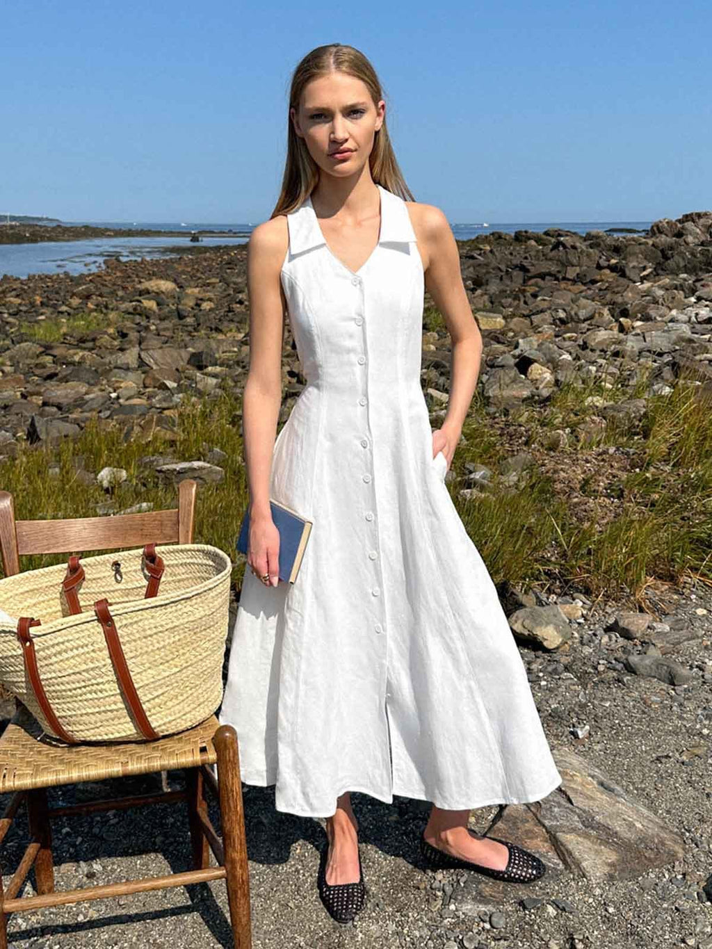 Sleeveless A Line Midi Skirt Set