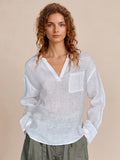 Linen V-Neck Slouchy Shirt