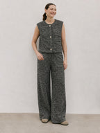 Textured Knit Vest Wide Leg Set