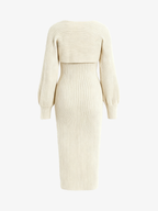 Knit Shrug & Slit Cami Dress Two-Piece Set