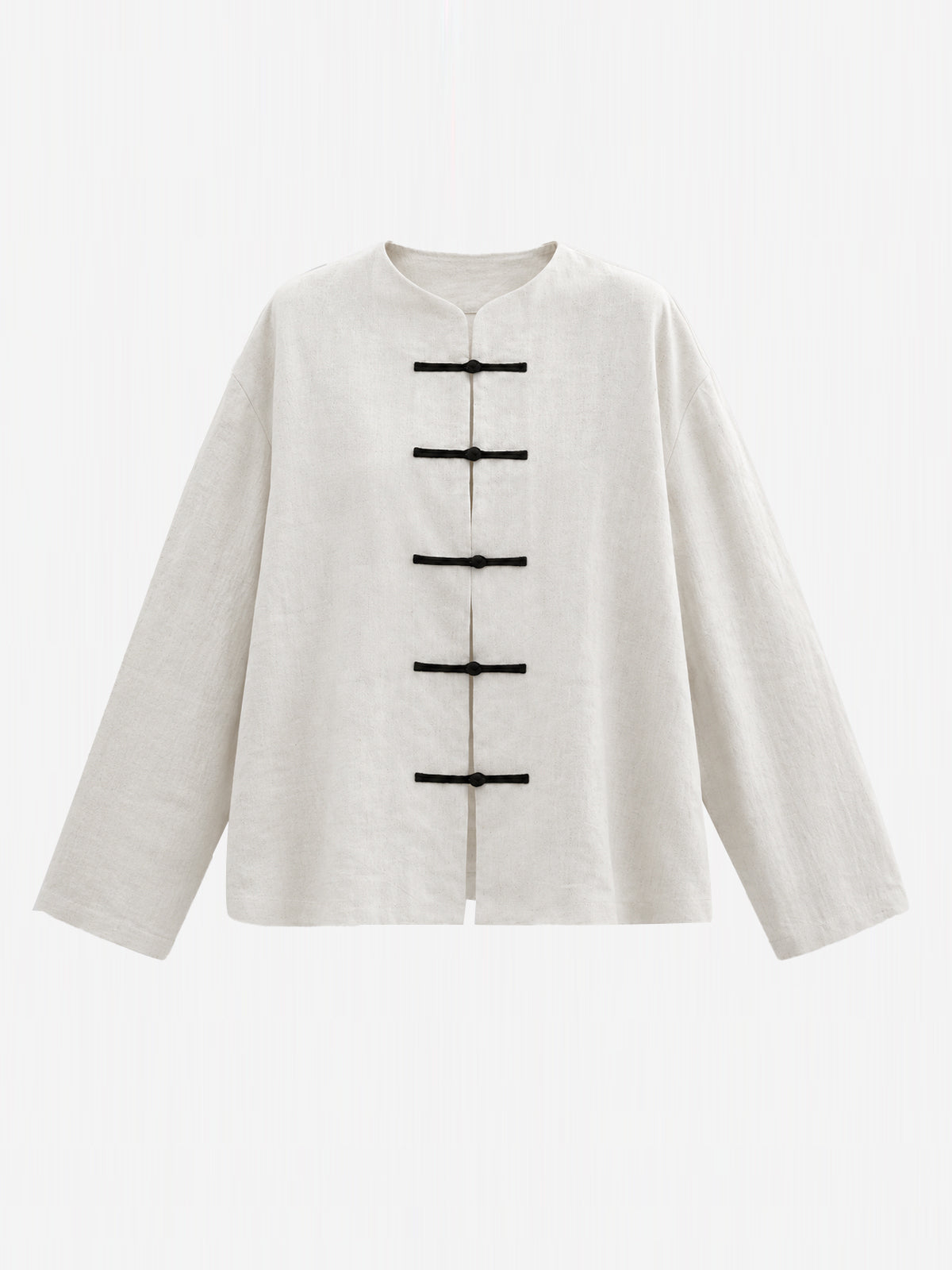 Linen Mandarin Collar Knot Button Jacket