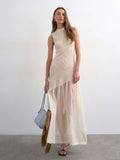 Sheer Panel Knit Maxi Dress
