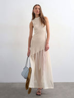 Sheer Panel Knit Maxi Dress